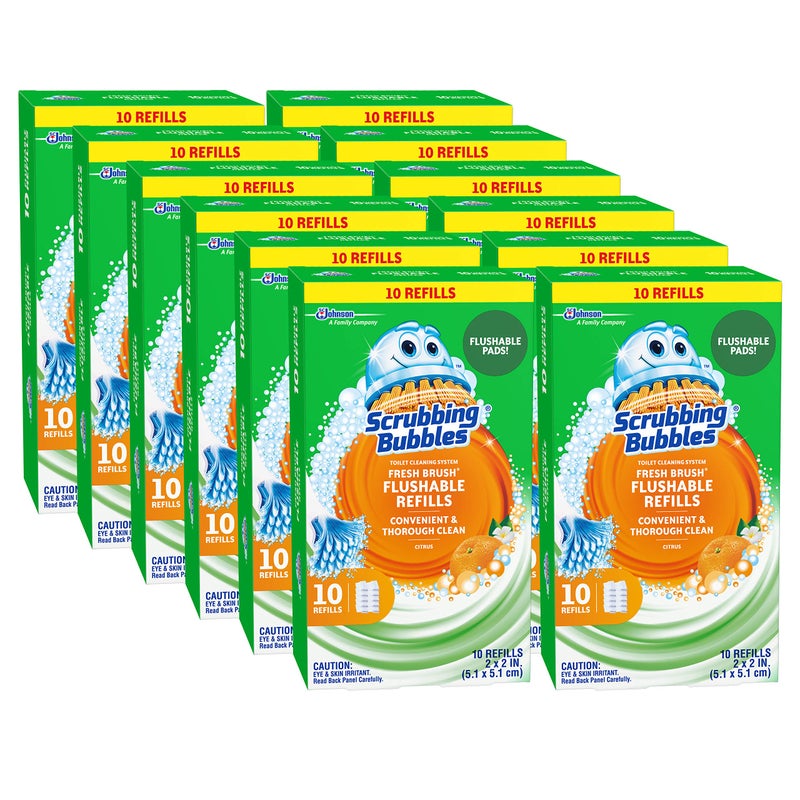 Scrubbing Bubbles Fresh Brush Flushables Refill, Citrus Action Scent, 10 Ct/pack , Pack 0f 12 - Image 1